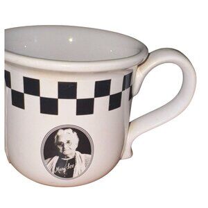 Mary See Vintage-Inspired Ceramic Coffee Mug With Black Checkerboard Design